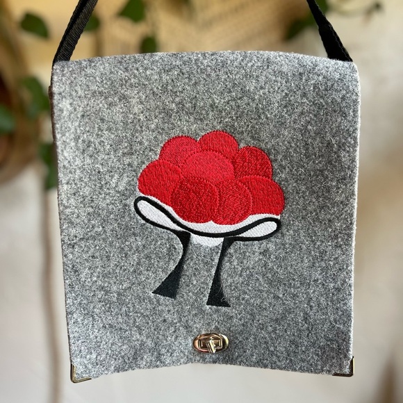 Handmade Felt Crossbody Bag German Black Forest Hat Embroidery, Bollenhut Purse - Picture 2 of 11